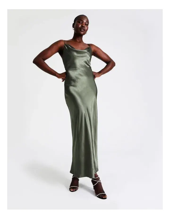 Wayne Cooper Cowl Neck Satin Slip Dress Green Size 18  - Image 2