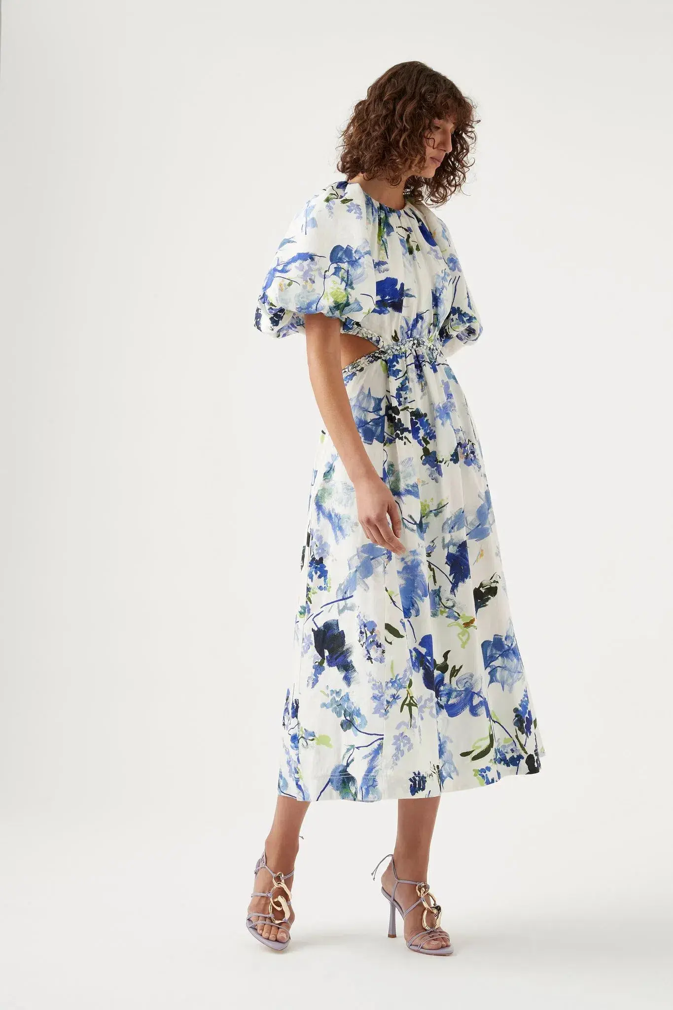 Aje Capucine Puff Sleeve Midi Dress Lavenders of Provence Size 14  - Image 2