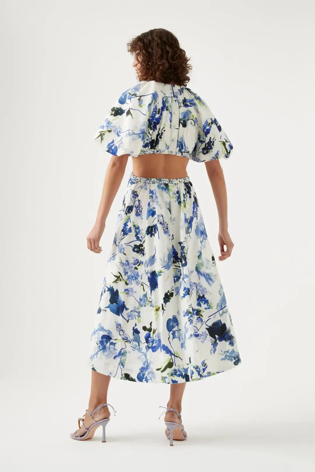 Aje Capucine Puff Sleeve Midi Dress Lavenders of Provence Size 14  for rent on The Volte - main image