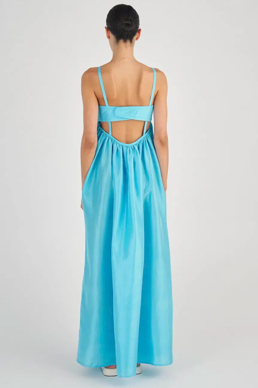 Oroton Bodice Detail Gown Lake Blue Size 12 - Image 4