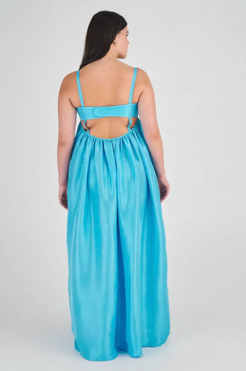 Oroton Bodice Detail Gown Lake Blue Size 12 - Image 6