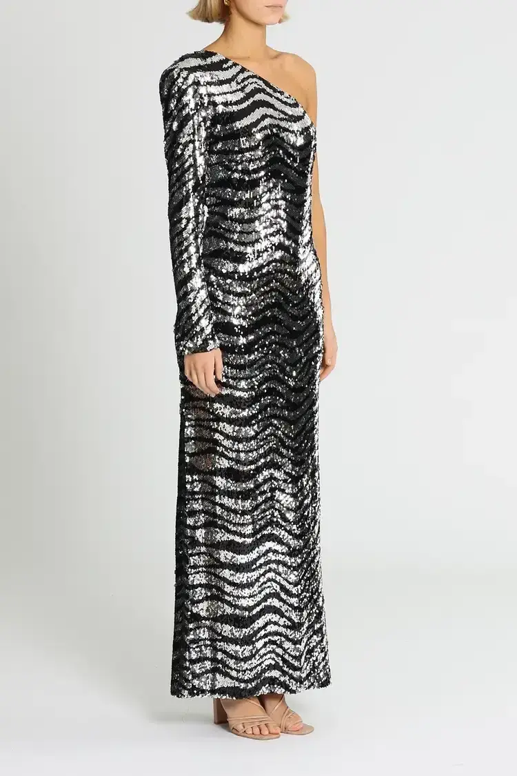 Carla Zampatti Wild About You Gown in Silver Size 10 - Image 3