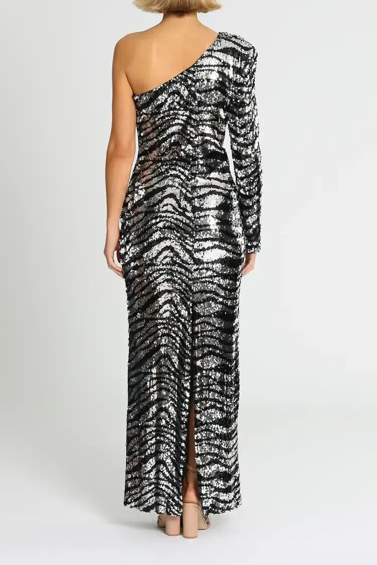 Carla Zampatti Wild About You Gown in Silver Size 10 - Image 4