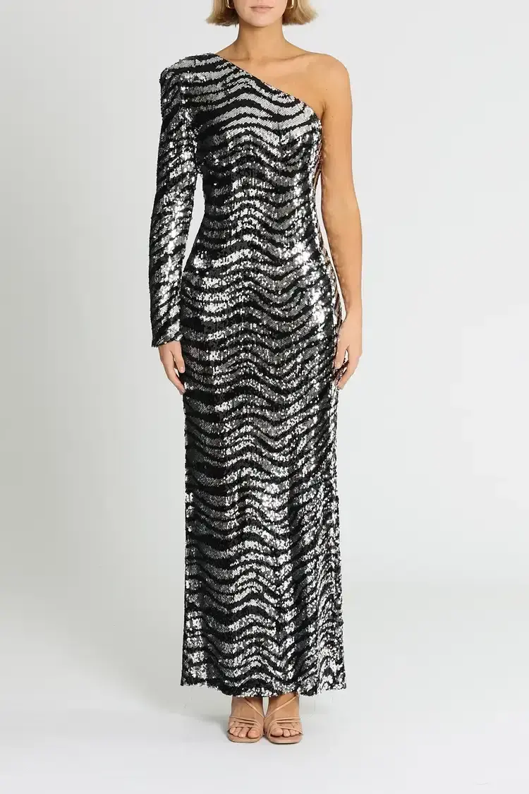 Carla Zampatti Wild About You Gown in Silver Size 10 - Image 2