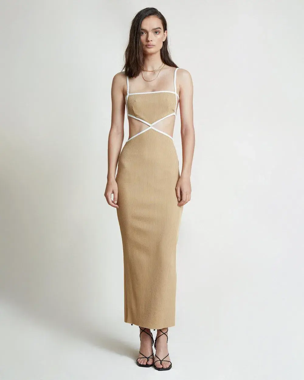 Bec & Bridge Coyote Midi Dress Beige Size 8 - Image 1