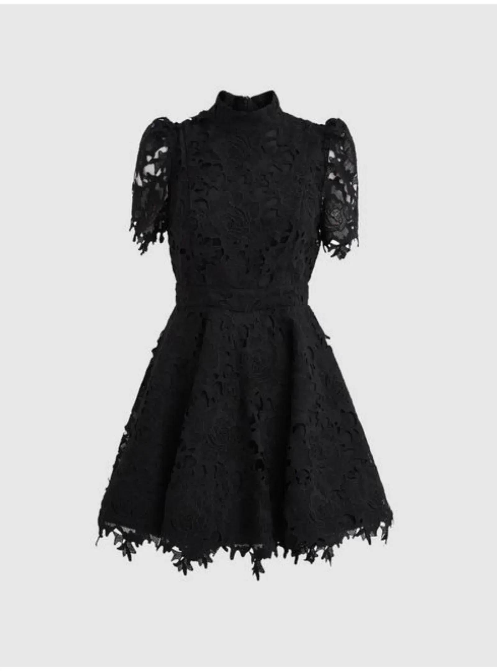 Leo Lin Elise Lace Short Sleeve Mini Dress Ebony Black Size AU 12 - Image 4