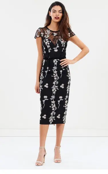 Bronx & Banco Flower Embroidery Midi Dress Size XL/Au 14 - Image 5