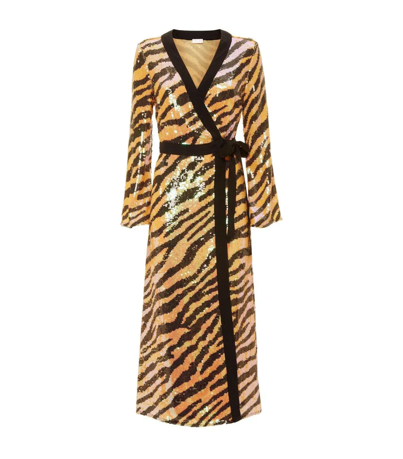 RIXO London 'Gigi' Sequin Midi Dress Tiger Print Sequins Size M/Au 12 - Image 3