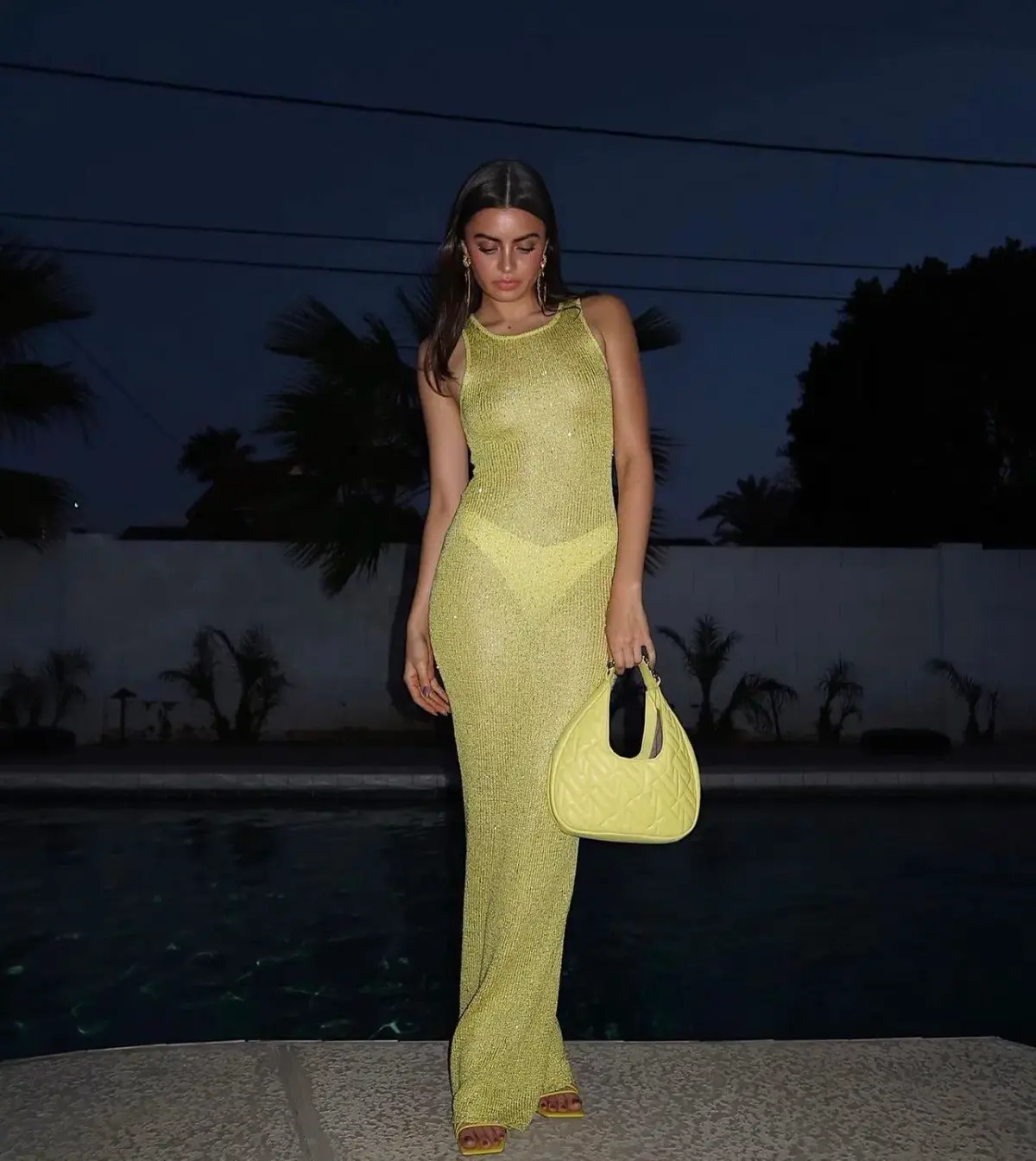 Asta Resort Natalia Dress In Chartreuse Sequin Size 6 - Image 1