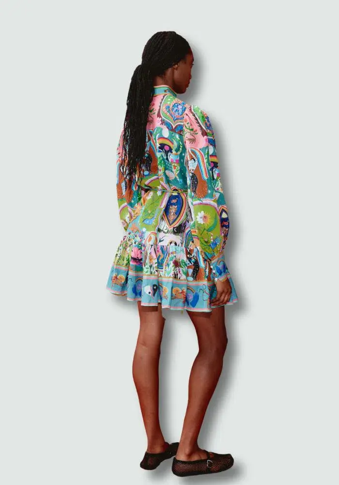 Alemais Evergreen Mini Dress Multi Print Size 8 - Image 3