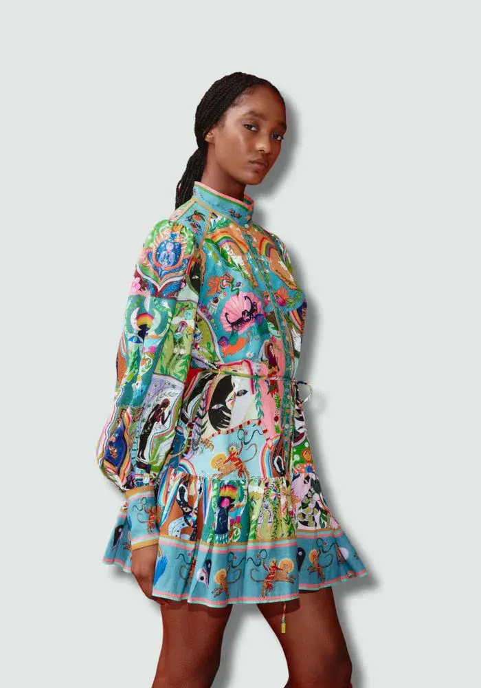 Alemais Evergreen Mini Dress Multi Print Size 8 - Image 2