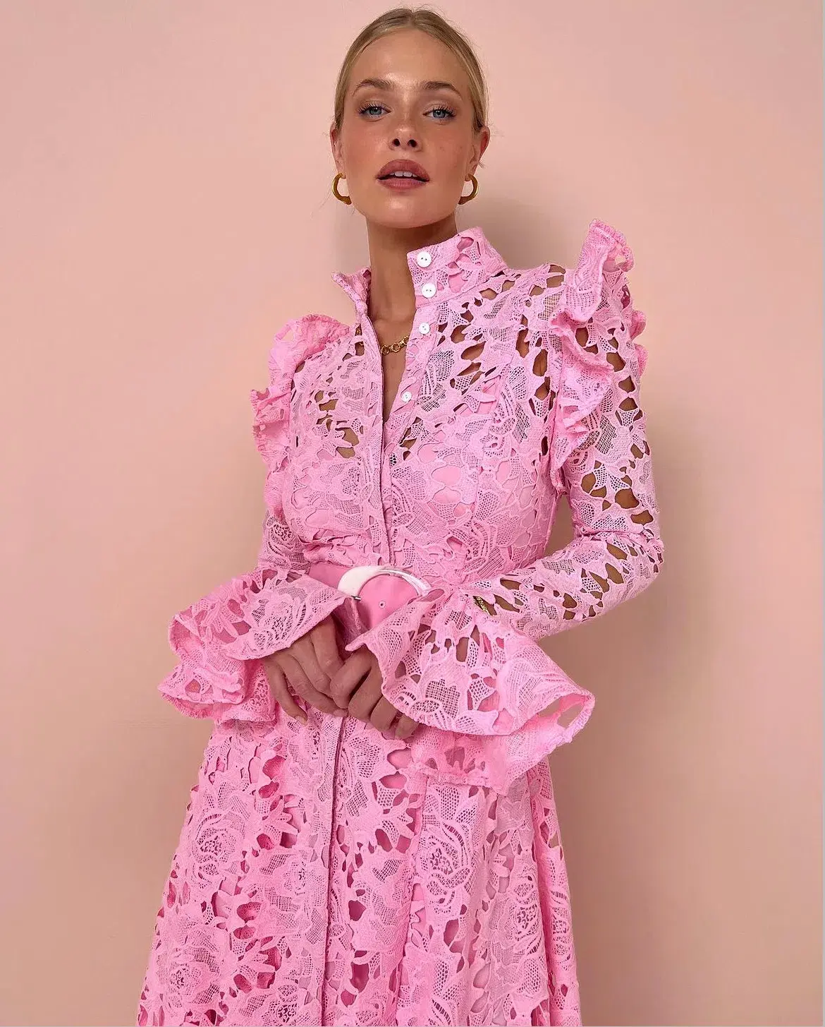 Leo Lin Aliyah Midi Dress Candy Pink Size 12  - Image 2