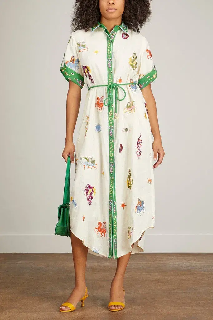 Alemais Seeker Embroidered Shirt Dress Print Size 10 for rent on The Volte - main image