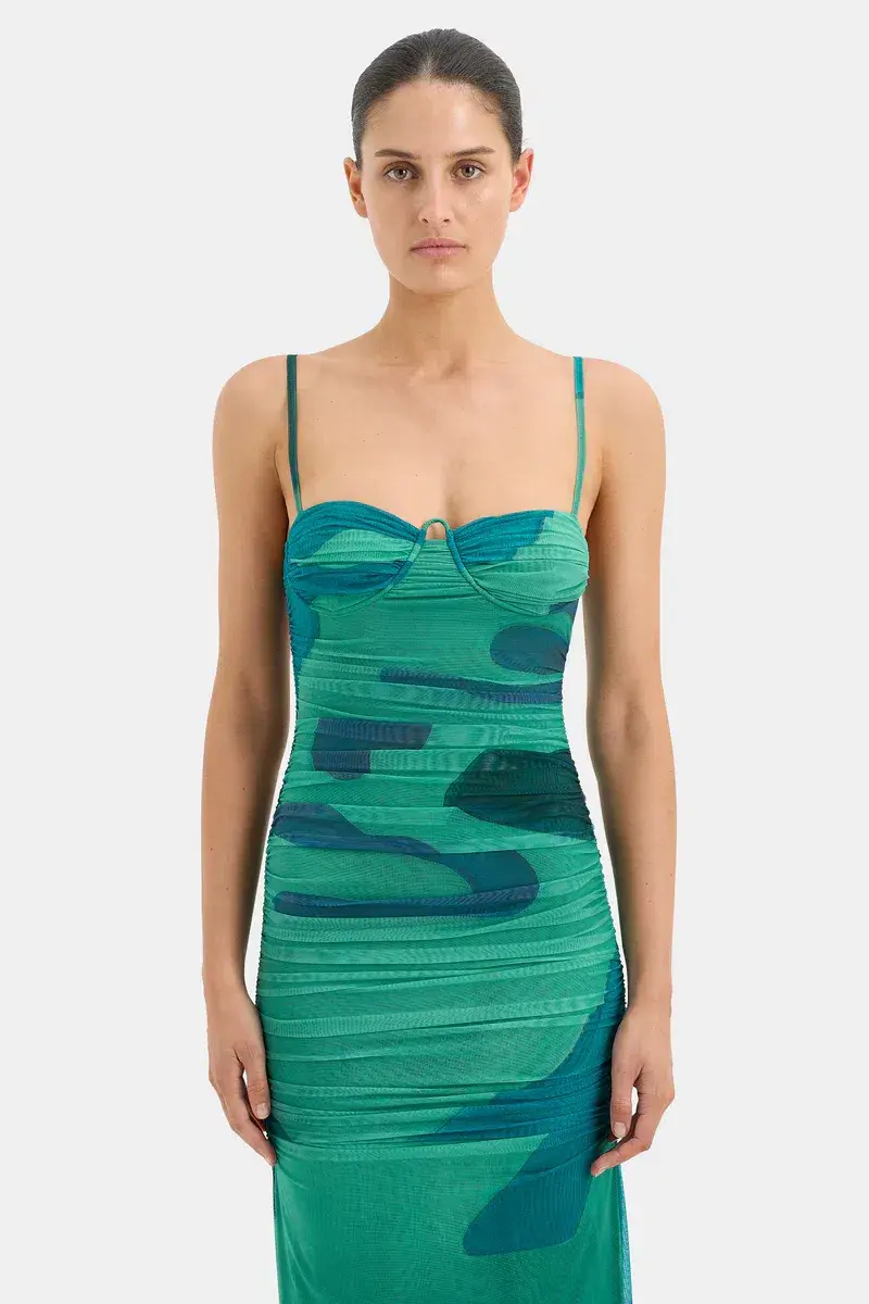 Sir the Label Frankie Gathered Midi Dress Green Size 3 / AU 10-12 - Image 2