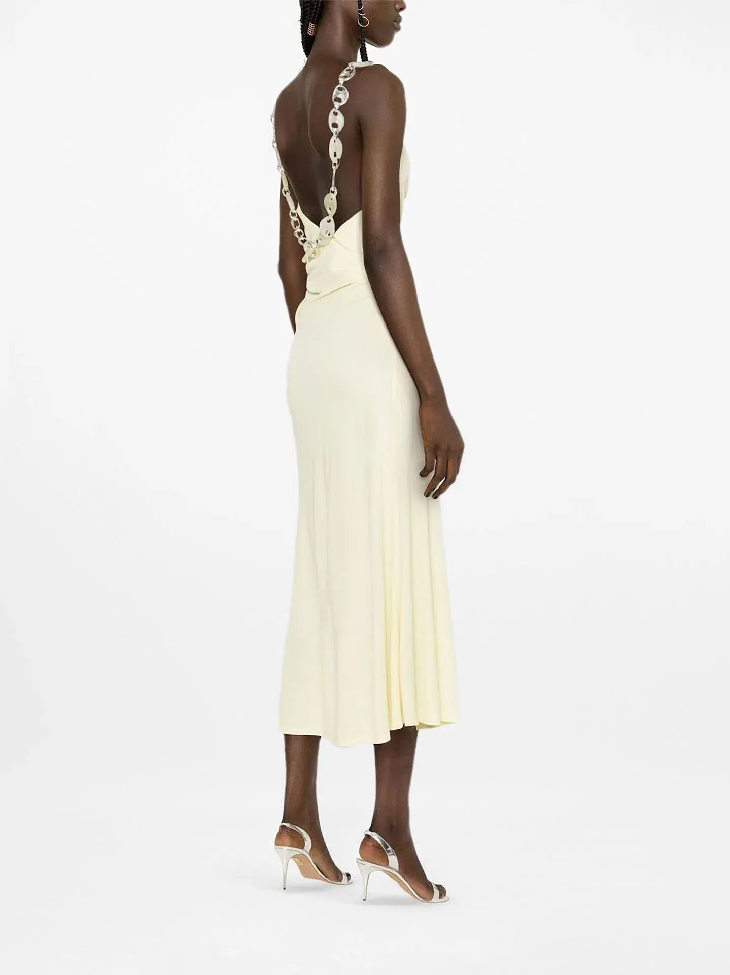 Christopher Esber Chain Link Cowl Neck Dress Yellow Size 10 - Image 2