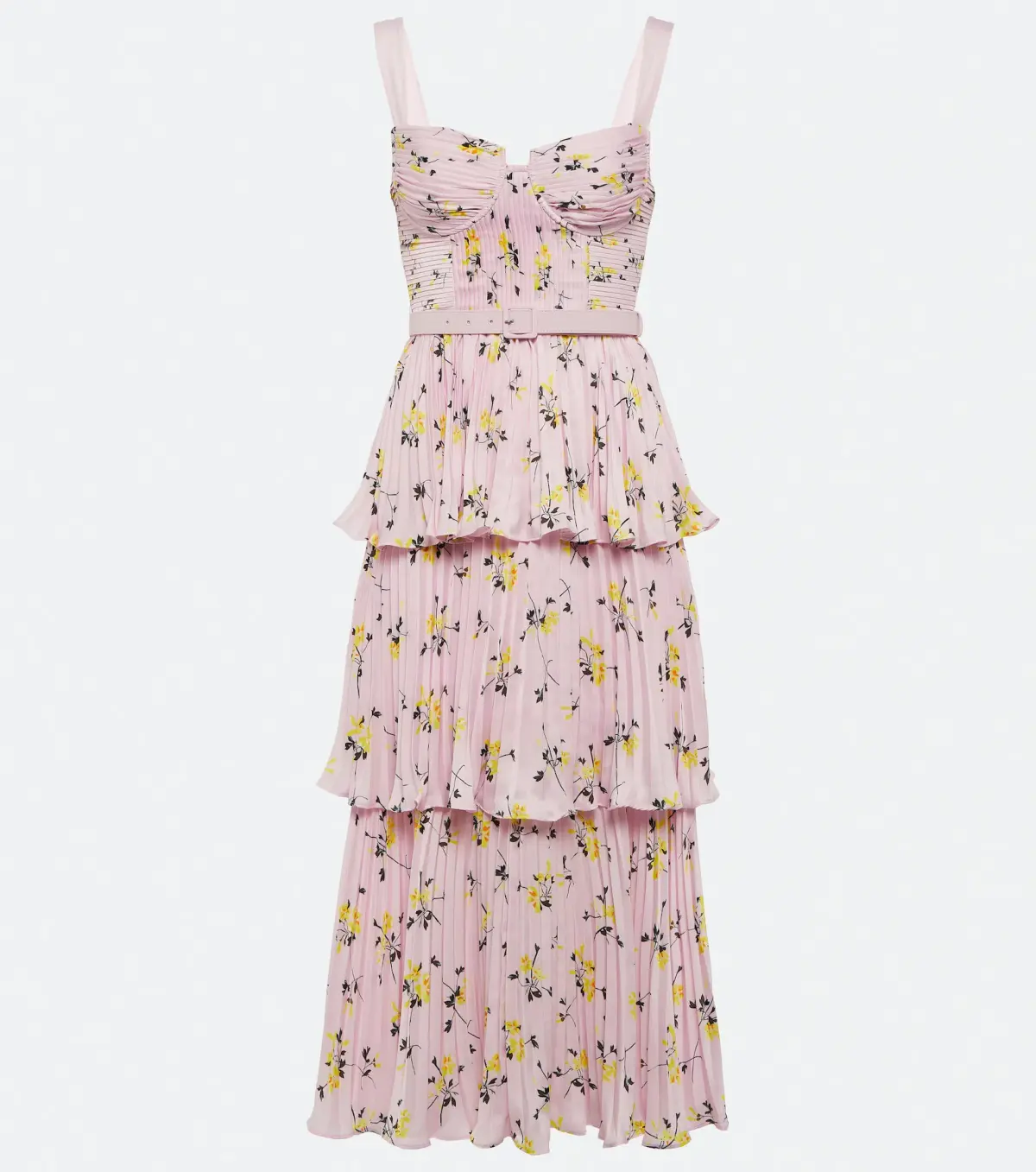 Self Portrait Satin Midi Dress Pink Floral Size 8 - Image 4