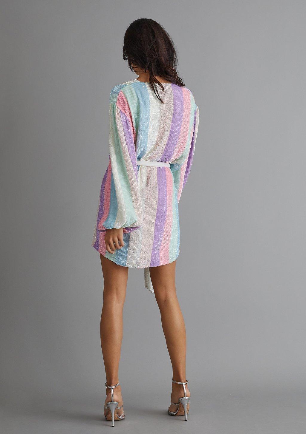 Retrofete Gabrielle Robe Pastel Stripe Size XS - Image 3