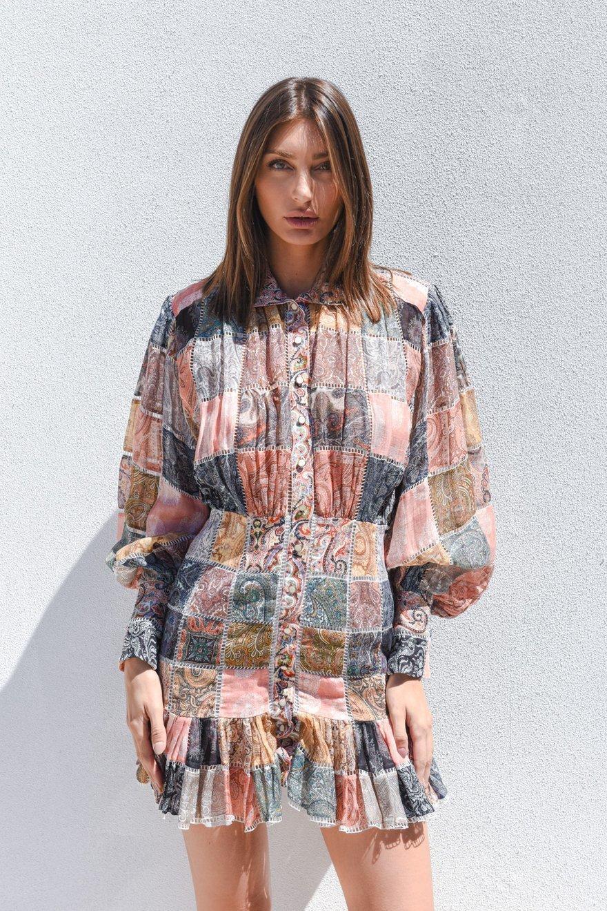 Zimmermann Ninety Six Patch Mini Dress Patchwork Paisley Size 1 / AU 10 - Image 1