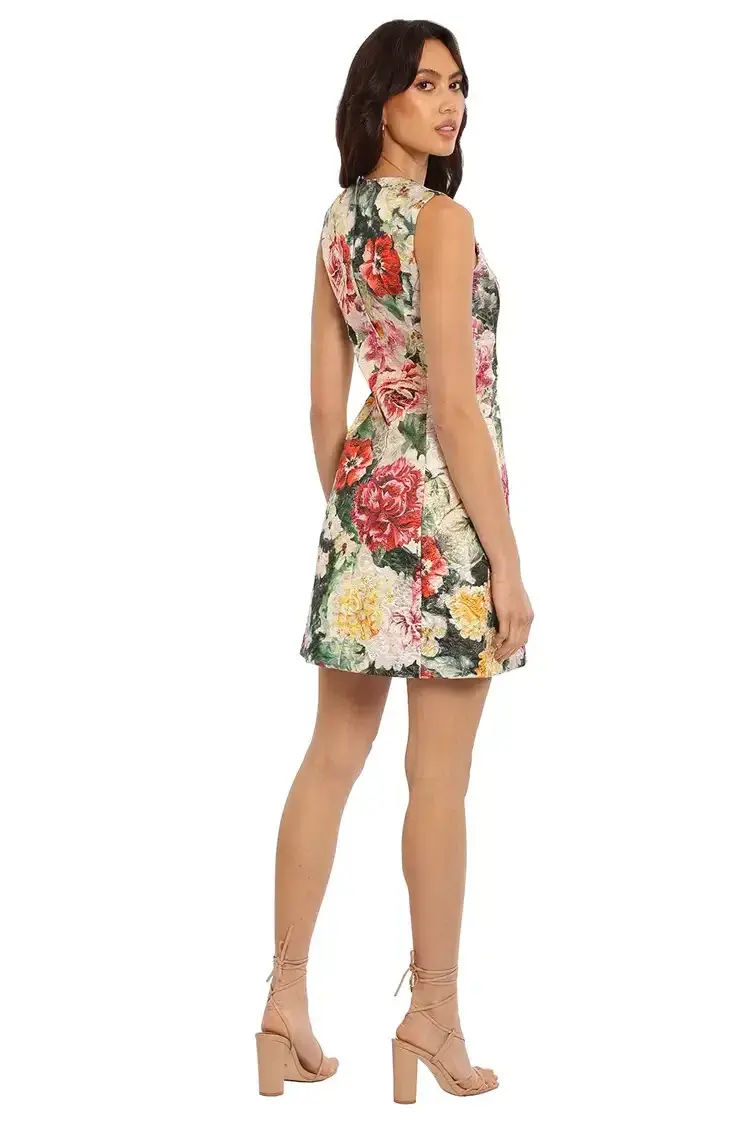 Dolce & Gabbana Papaveri Brocade Mini Dress Floral Size 10 - Image 3