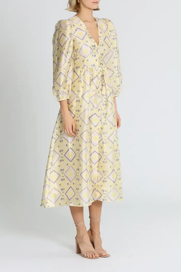 Baum Und Pferdgarten Asana Midi Dress in Yellow Size 10 - Image 2