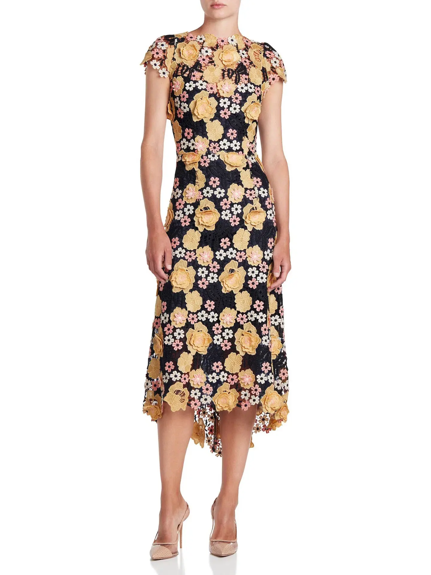 Moss and Spy Petal A-Line Midi Dress Floral Size 14 - Image 1