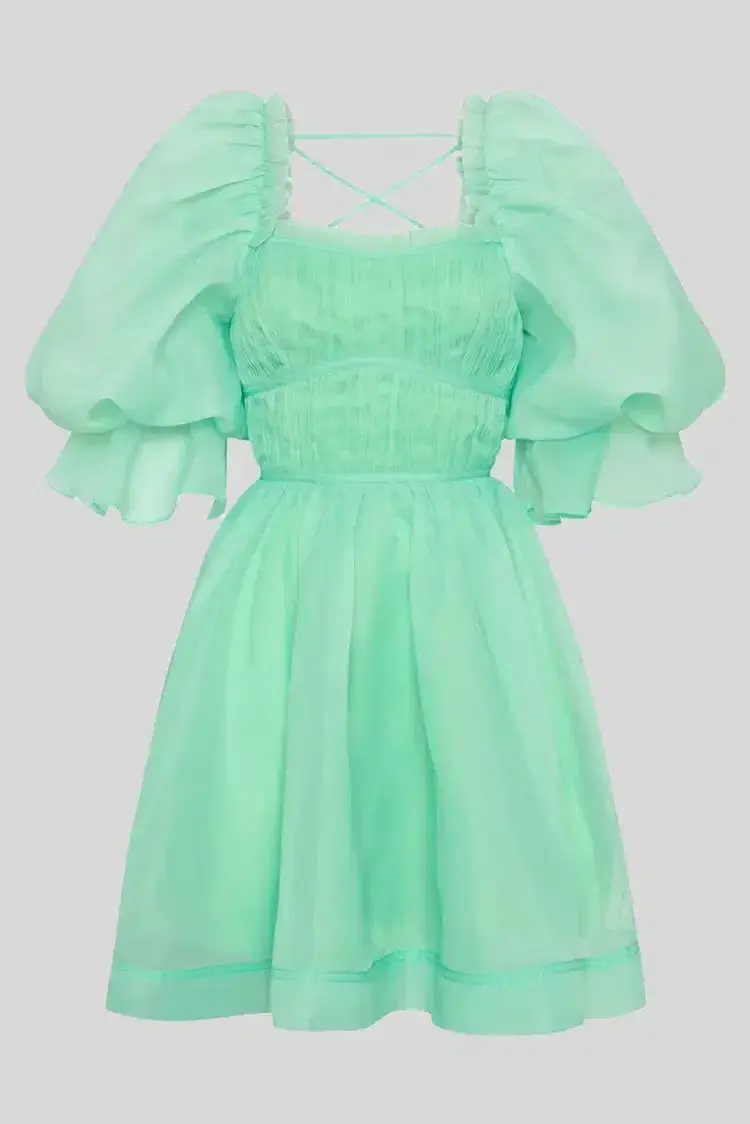 Aje Astrid Tie Back Mini Dress in Green Size 10 - Image 2