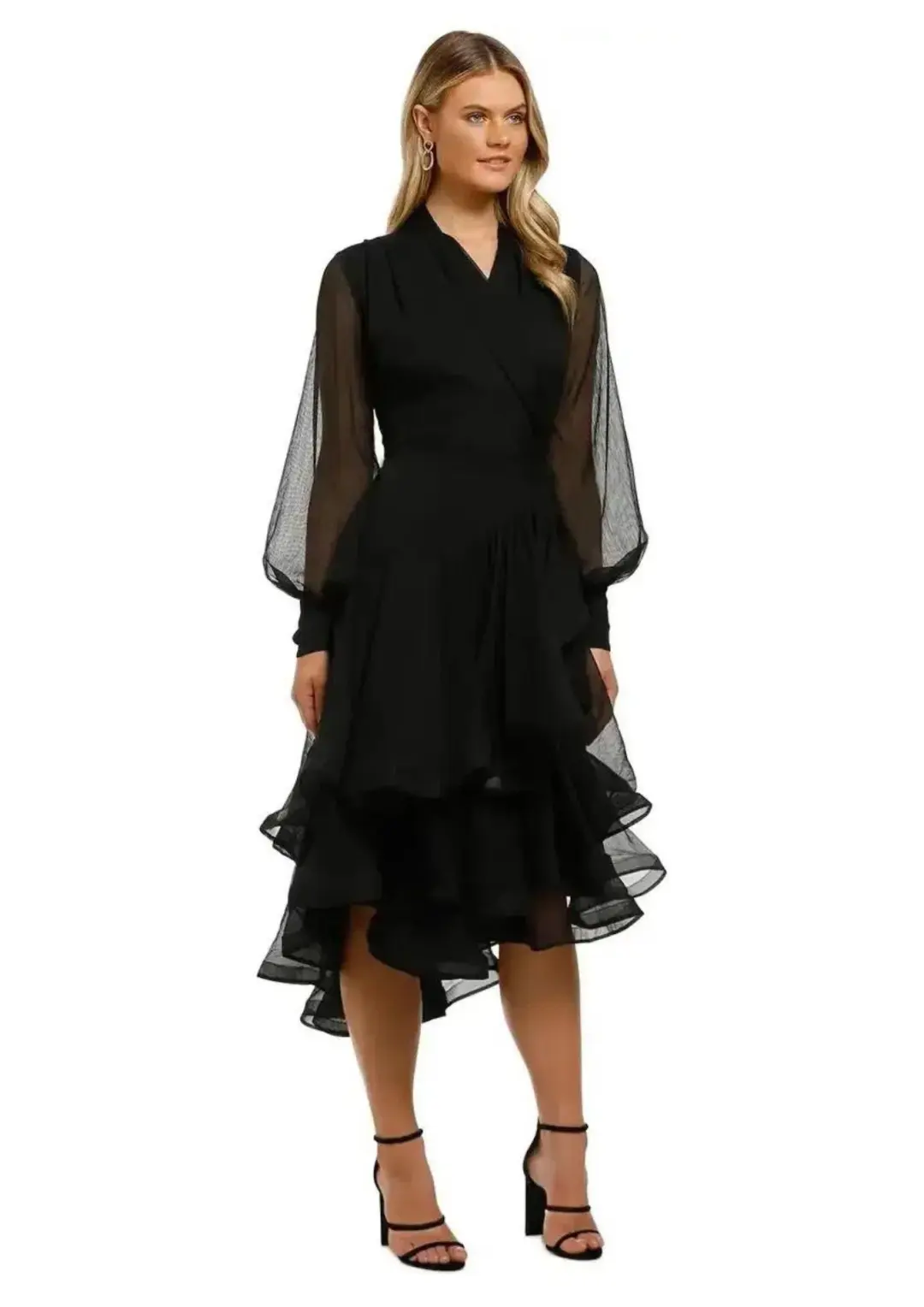 Elliatt Cuba Midi Dress in Black Size 8 for rent on The Volte - main image