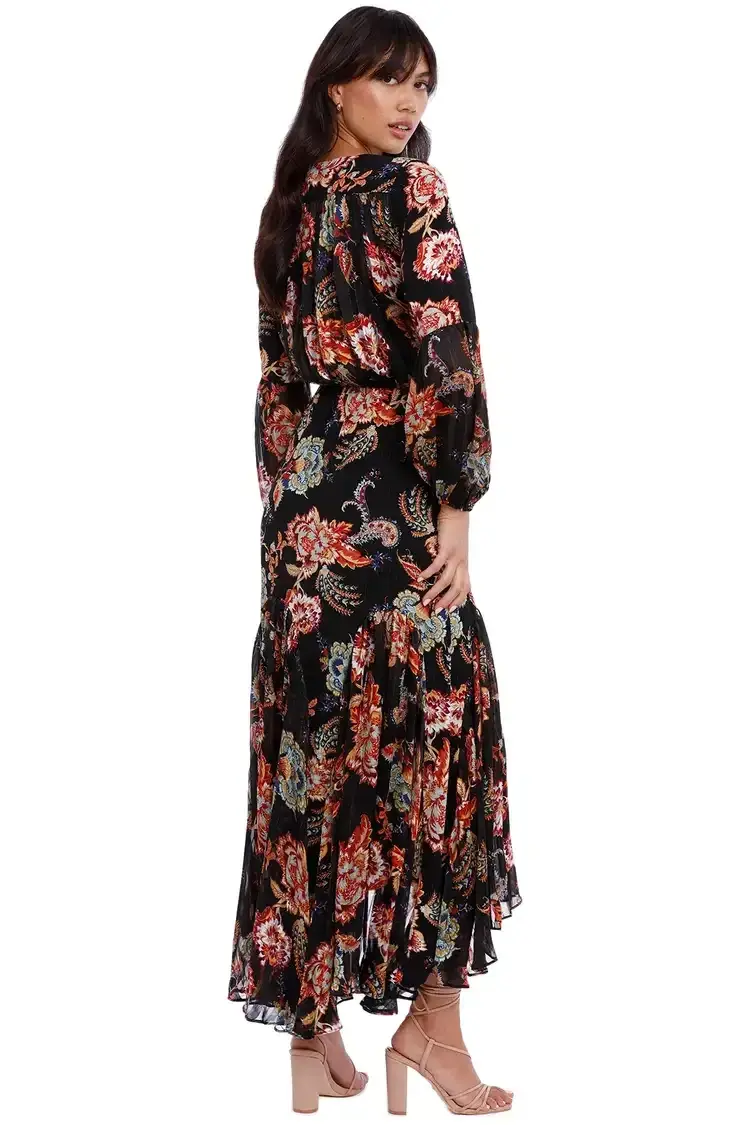 Elliatt Balance Midi Dress in Black Floral Size 14 for rent on The Volte - main image