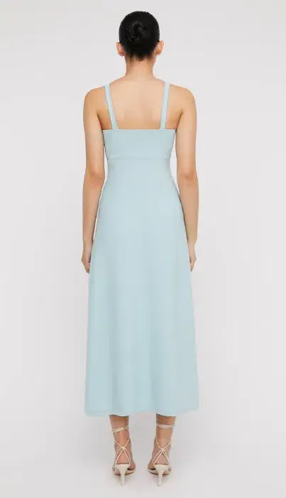 Scanlan Theodore Crepe Knit Square Neck Midi Dress Aqua Size M / AU 10 - Image 2