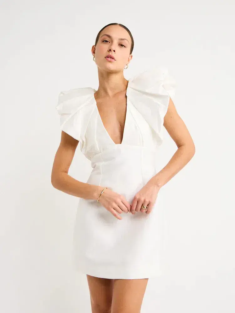 Acler Denare Mini Dress Ivory Size 6 - Image 2
