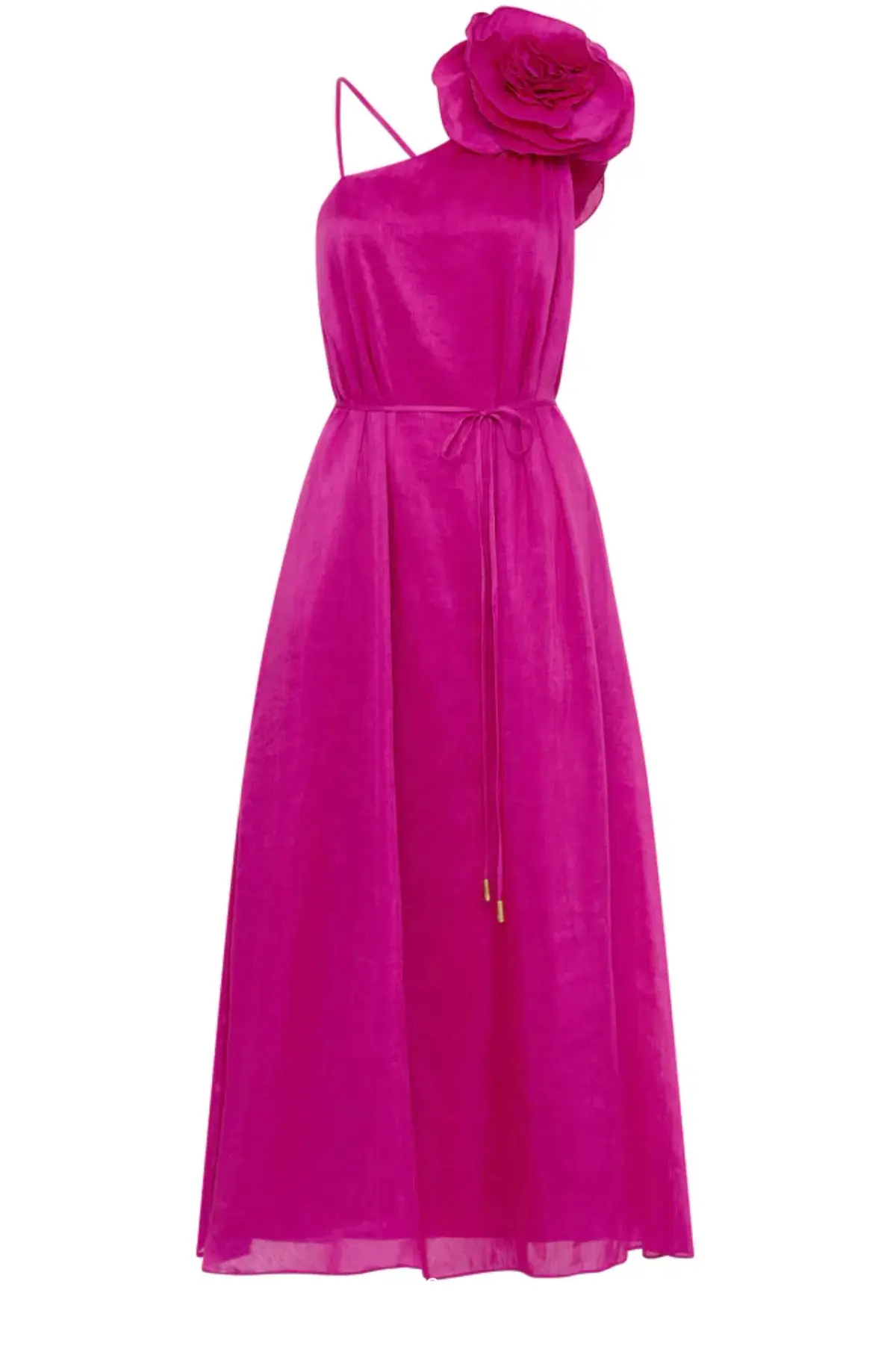 Aje Quintessa Flower Midi Dress Deep Magenta Size 8 - Image 2