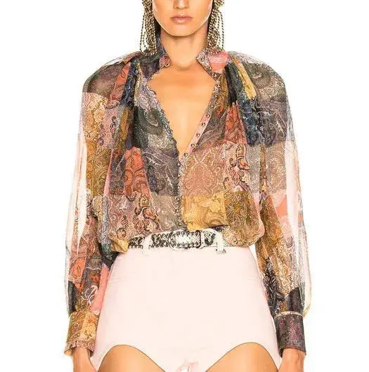 Zimmermann Ninety Six Smock Top Blouse Patchwork Paisley Size 1 / AU 10 for rent on The Volte - main image