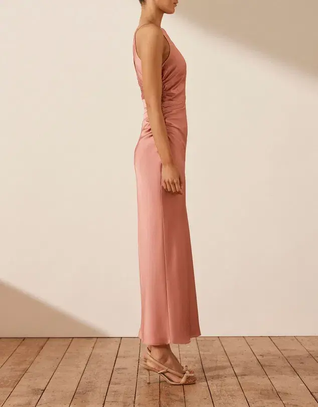 Shona Joy High Neck Ruched Midi Dress Rose Size  - Image 3