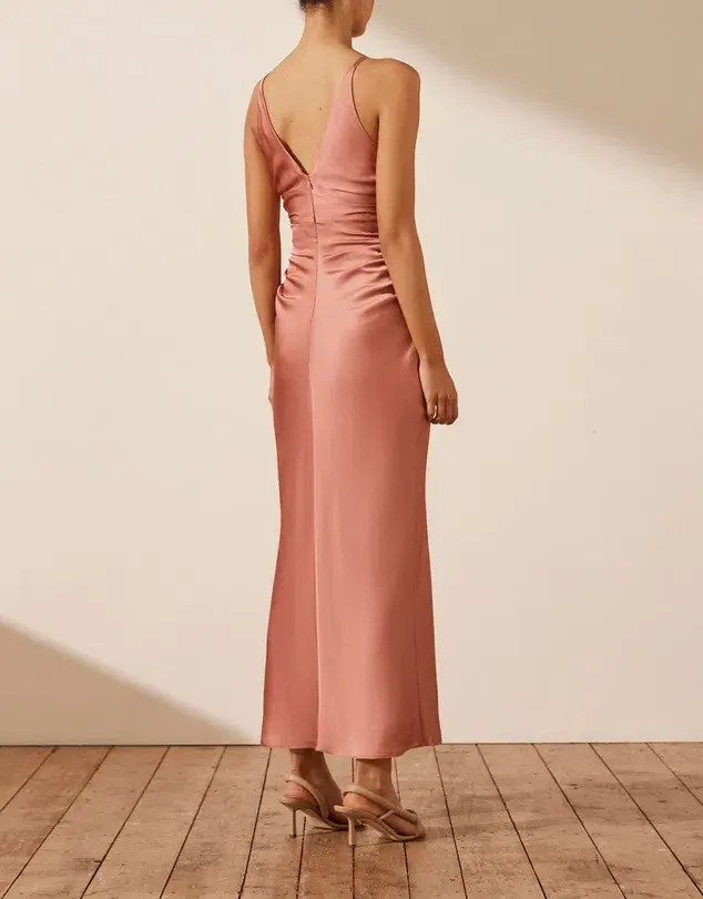 Shona Joy High Neck Ruched Midi Dress Rose Size  - Image 4