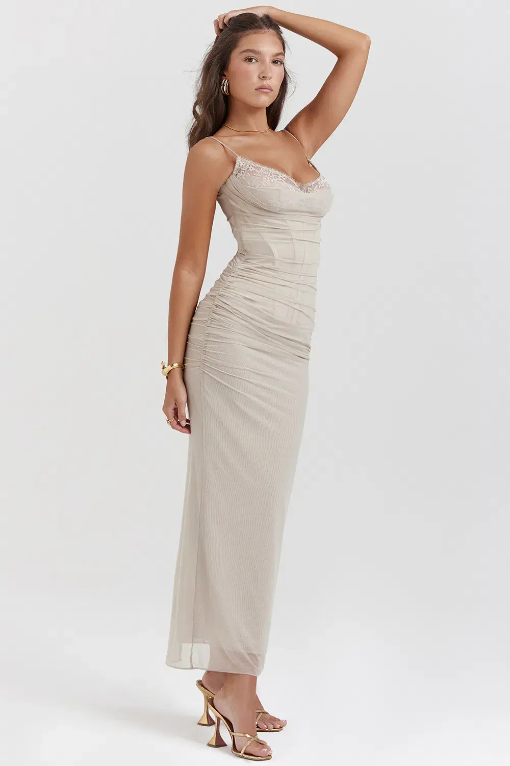 House Of CB Nalini Maxi Dress Sand Size XS / Au 6 - Image 3