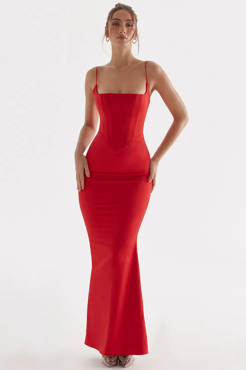 House Of CB Olivette Satin Corset Maxi Red Size M / Au 10 - Image 1