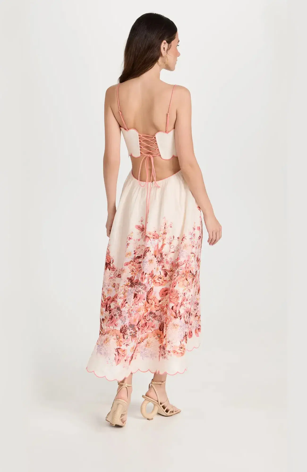 Zimmermann Devi Scallop Midi Dress in Cream Floral Size 1/ Au 10 - Image 2