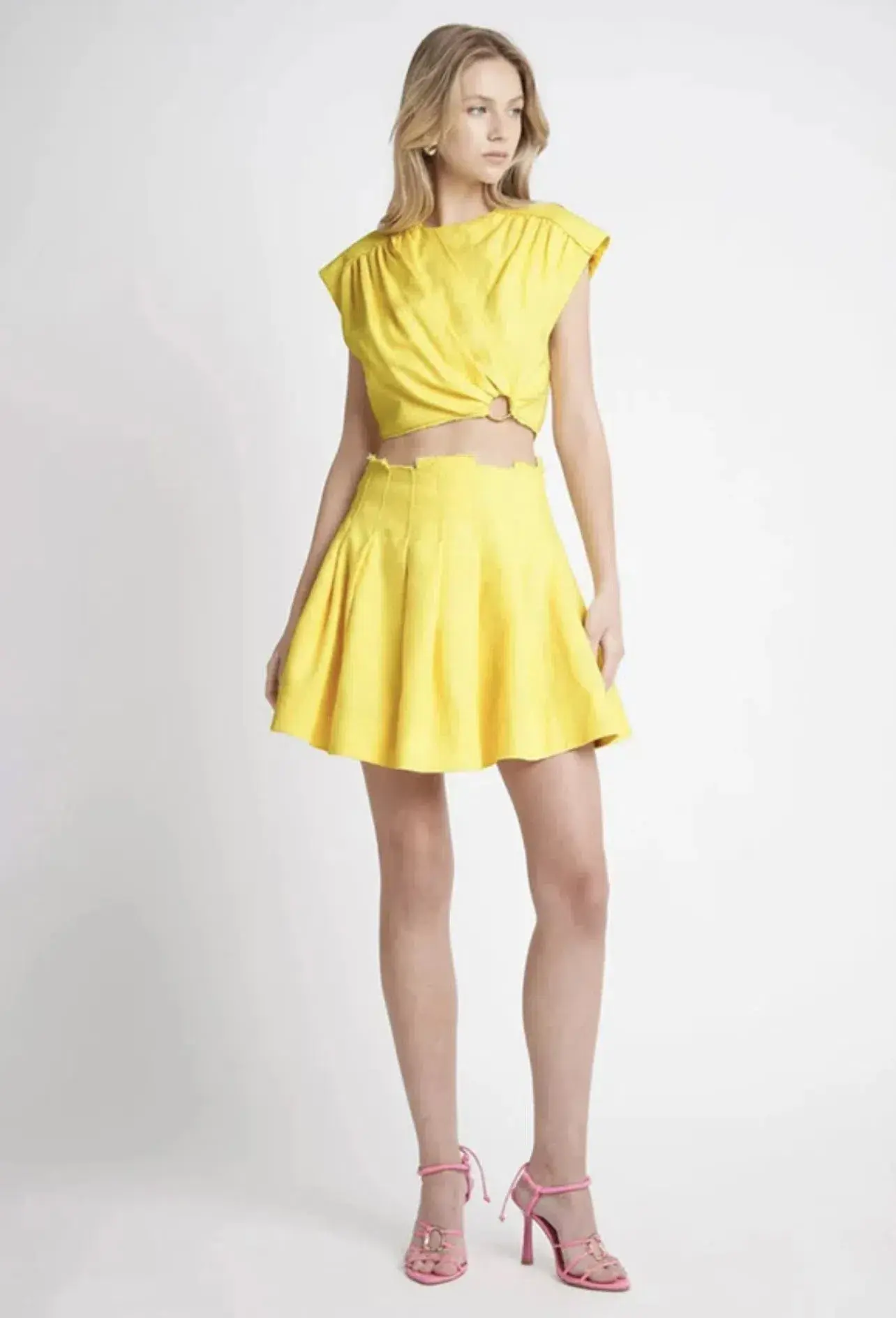 Aje Byblos Crop Skirt & Top Set Yellow Size 6-8 - Image 1