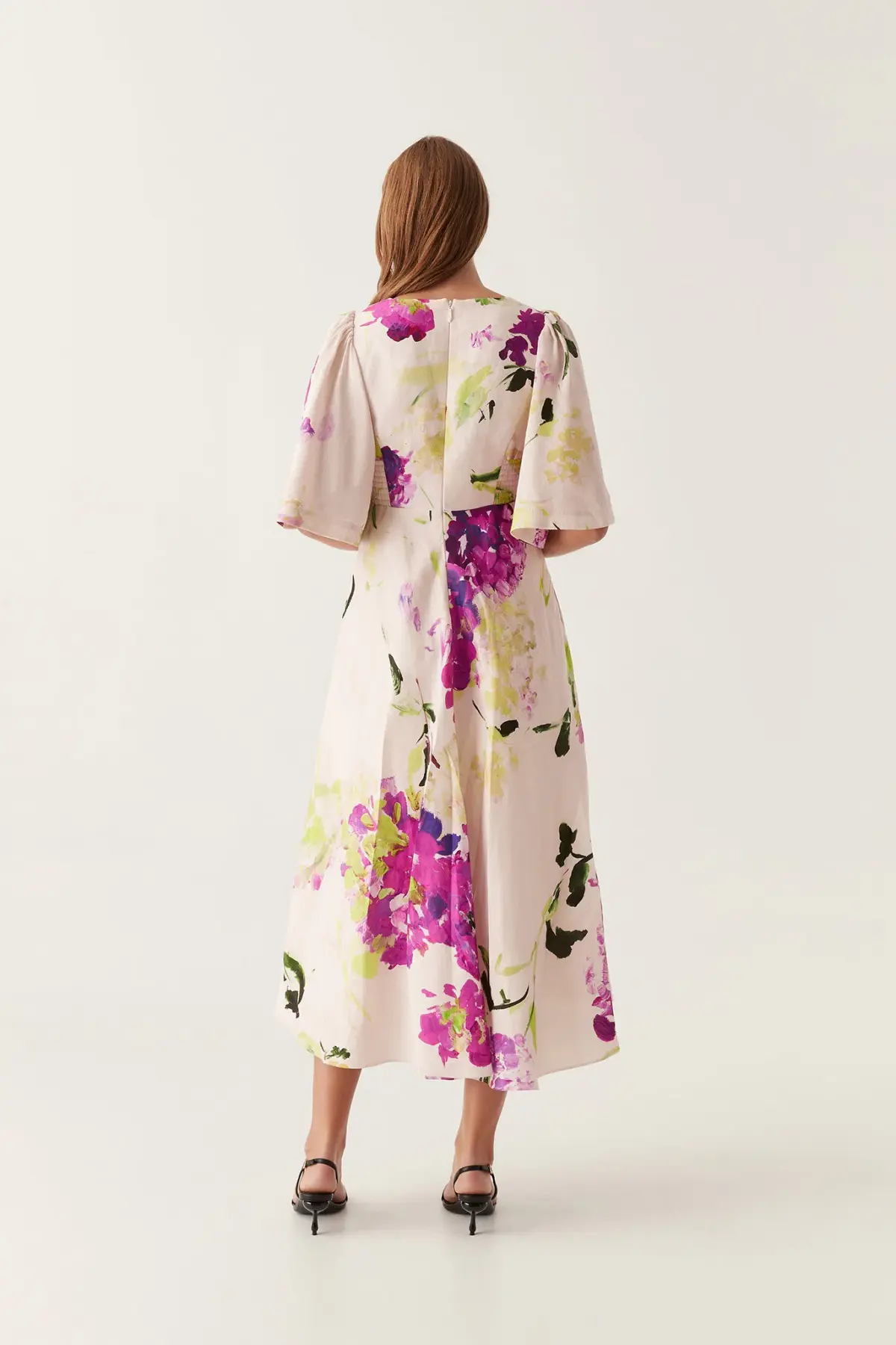 Aje Gilda Bell Sleeve Midi Dress Wild Hydrangea Size 10 - Image 3