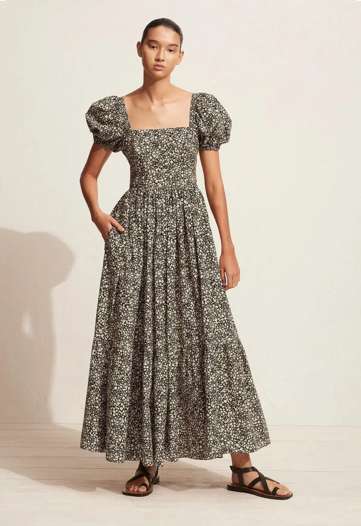 Matteau Tiered Peasant Dress Floral Print Size 6 - Image 1