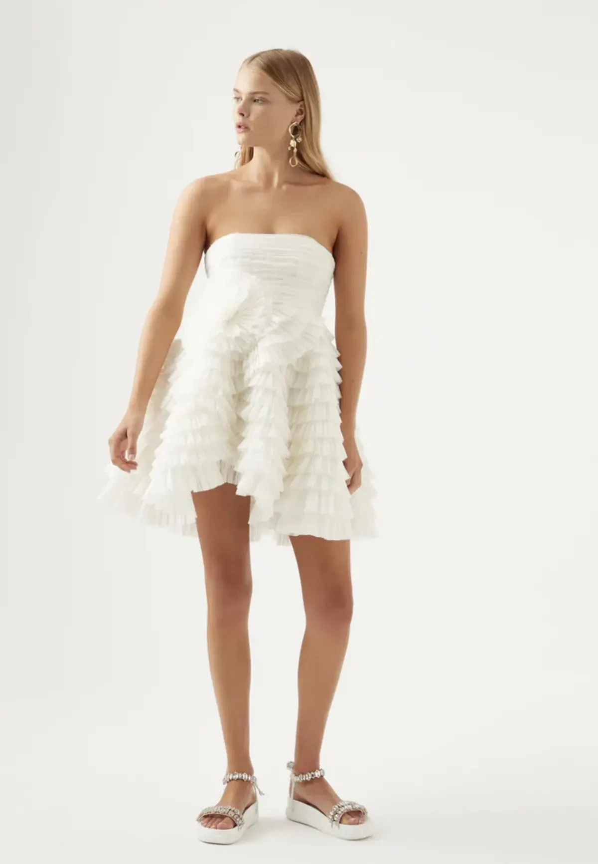 Aje Sculptura Expressive Pleated Mini Dress White Size 8 - Image 3