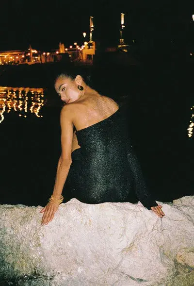Asta Resort Maya Dress Black Sequin Size 6 - Image 5