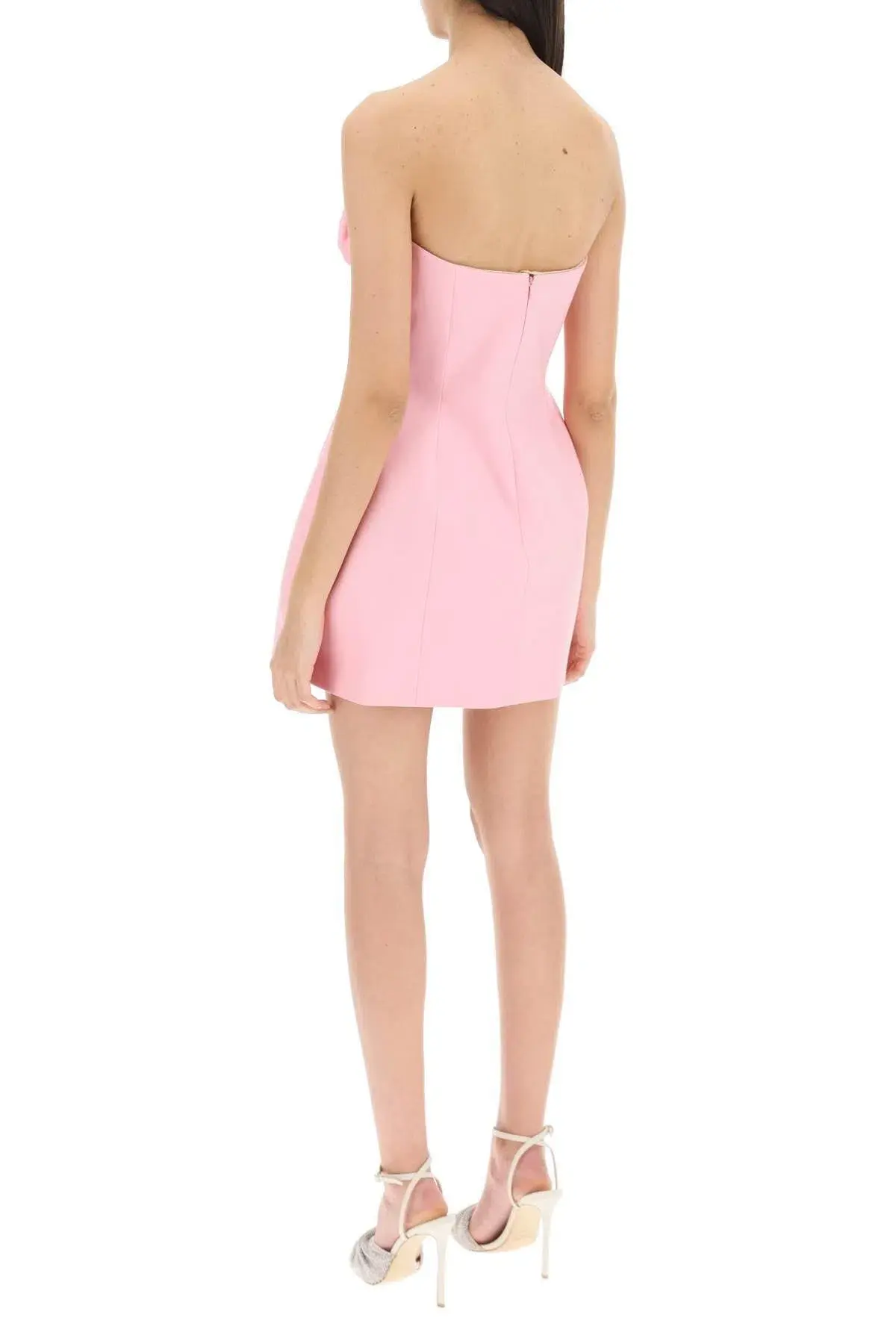Magda Butrym Pink Mini Dress Rose Appliqué Cutout Wool Pink Size 10 - Image 3