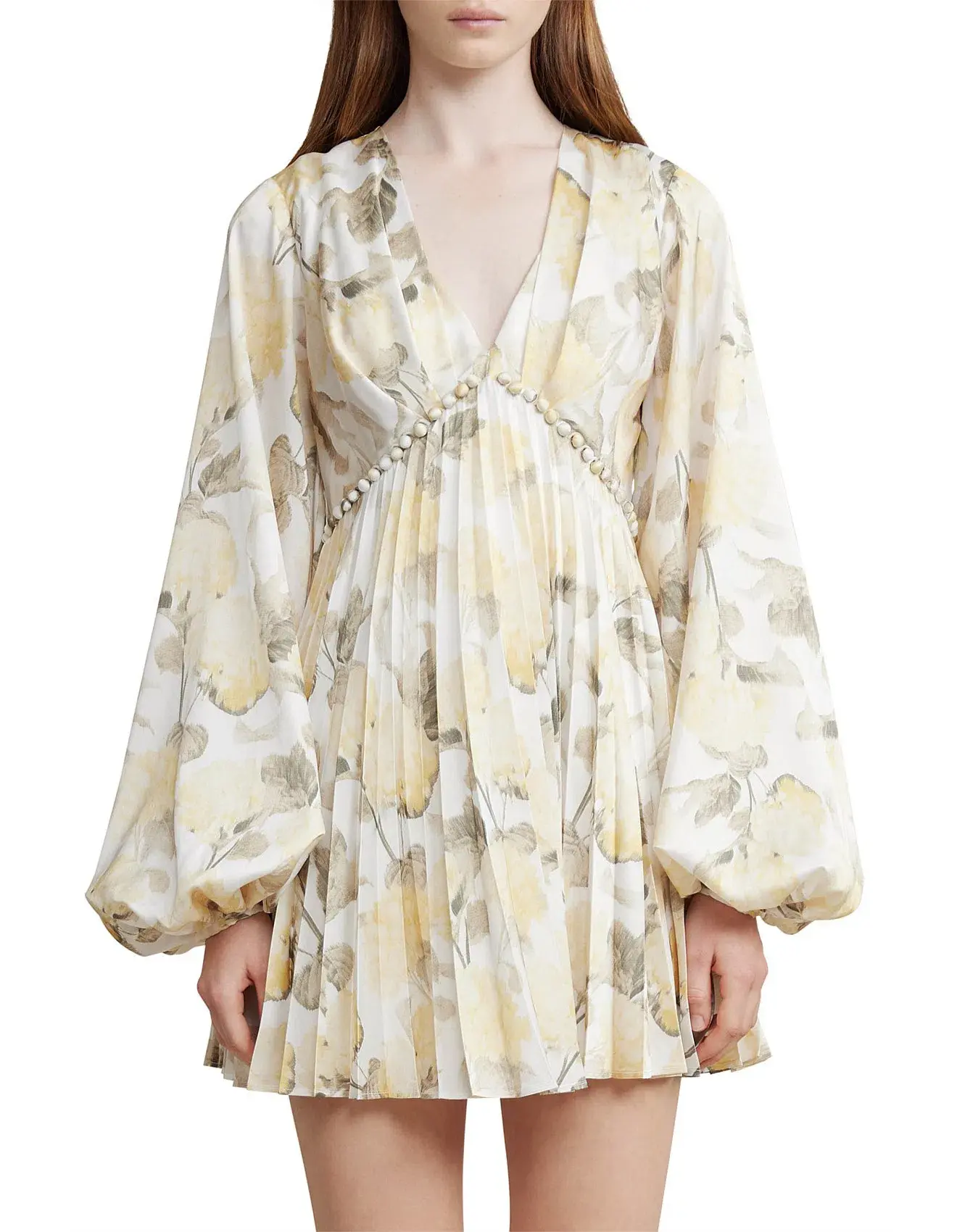 Acler Faris Pleated Floral Satin Mini Dress Print Size S/Au 8  - Image 2