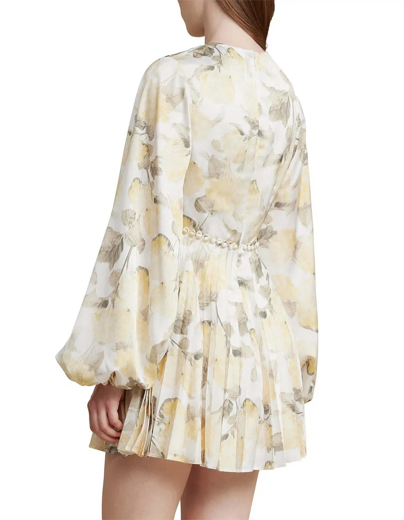 Acler Faris Pleated Floral Satin Mini Dress Print Size S/Au 8  - Image 4