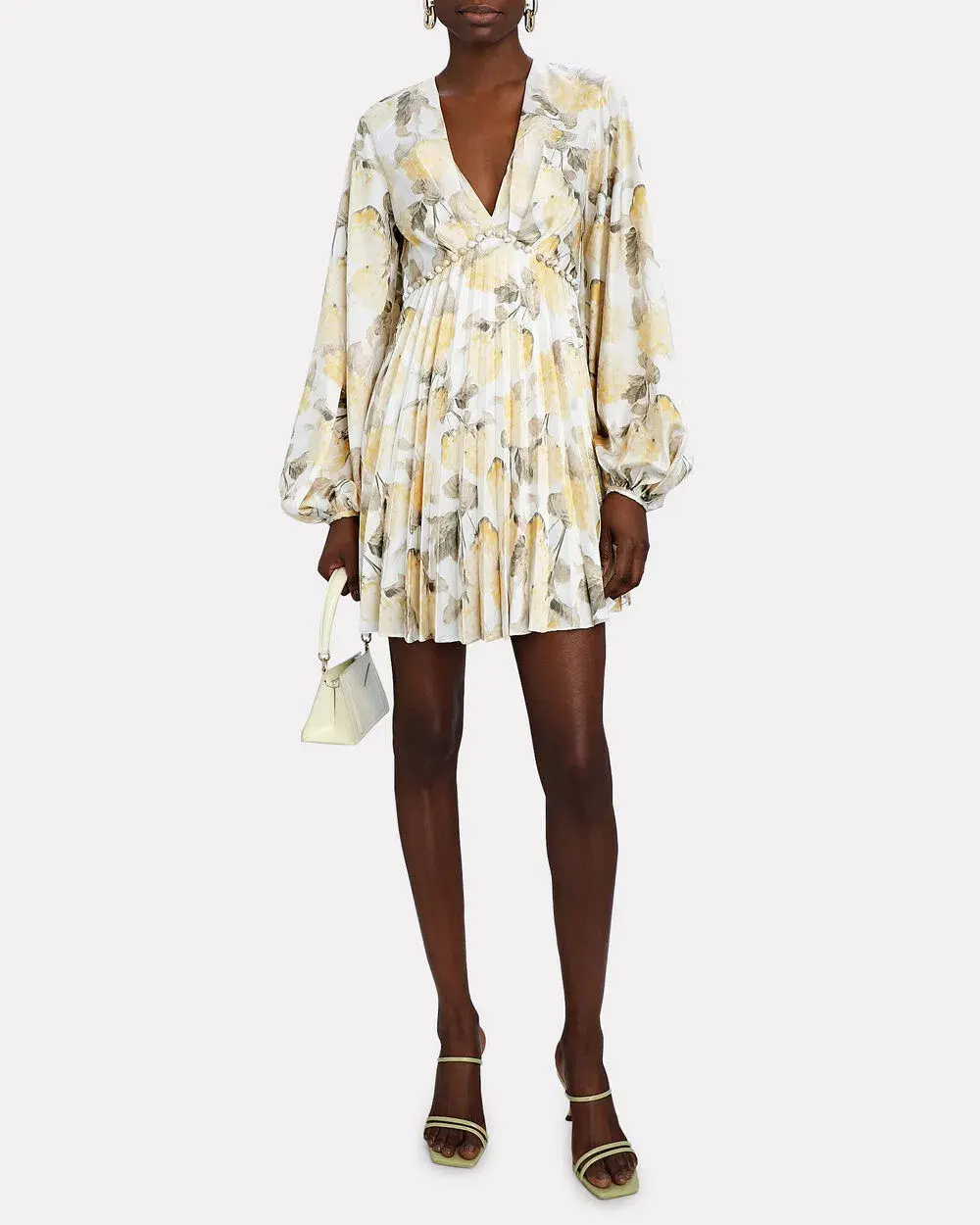 Acler Faris Pleated Floral Satin Mini Dress Print Size S/Au 8  - Image 1