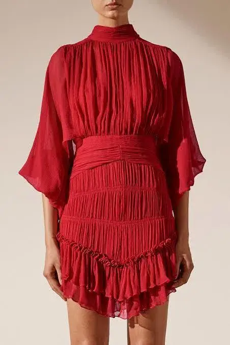 Shona Joy Clemence Long Sleeve Mini Dress Red Size 8 - Image 3