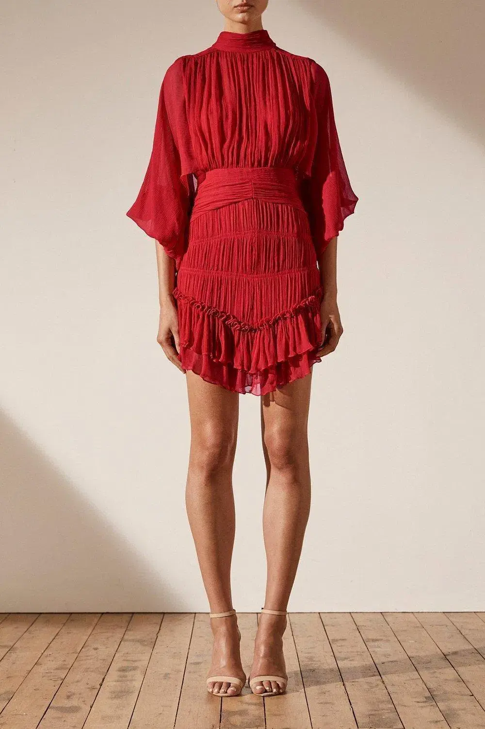 Shona Joy Clemence Long Sleeve Mini Dress Red Size 8 - Image 1