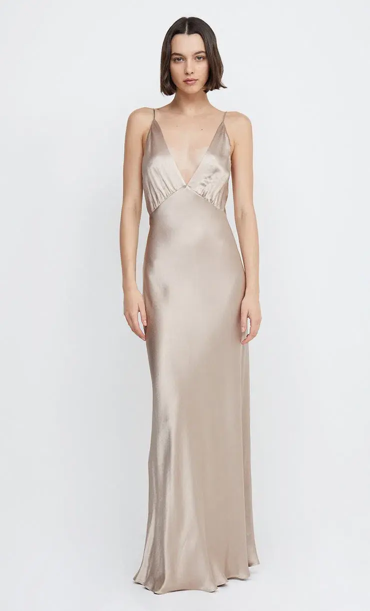Bec & Bridge Lorelai V Maxi Dress Smoke Taupe Size 10 - Image 4