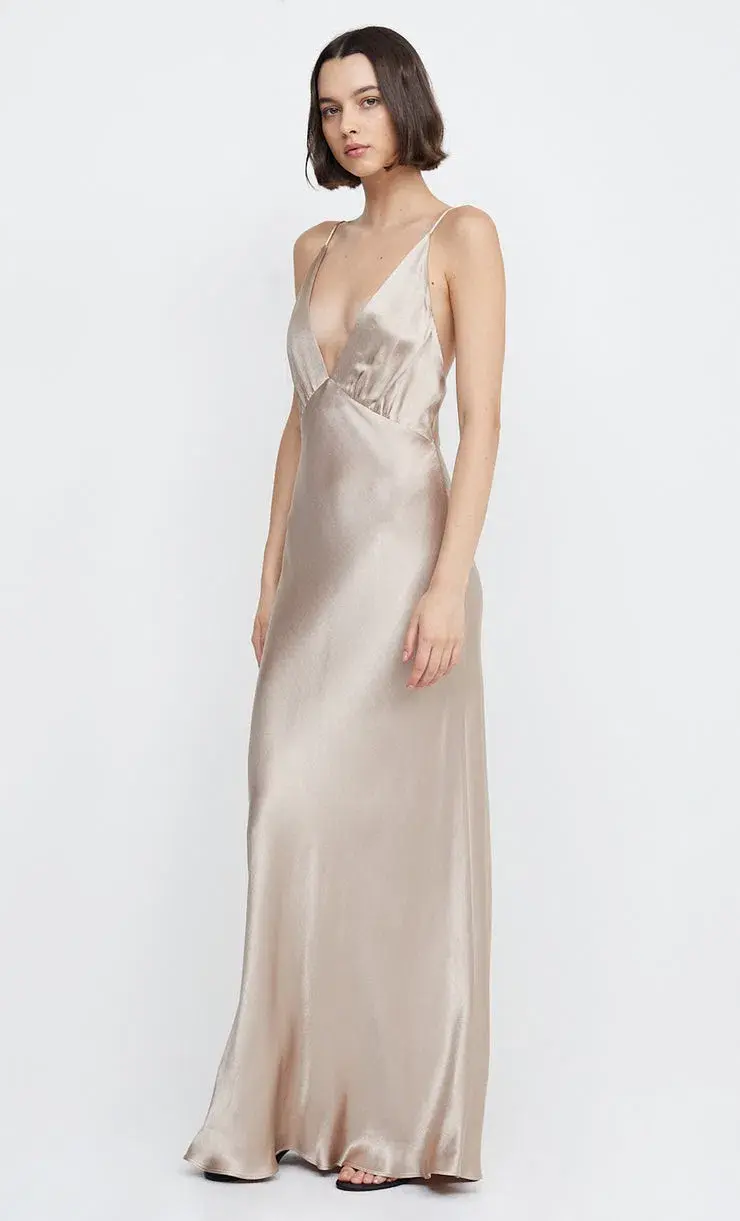 Bec & Bridge Lorelai V Maxi Dress Smoke Taupe Size 10 - Image 5